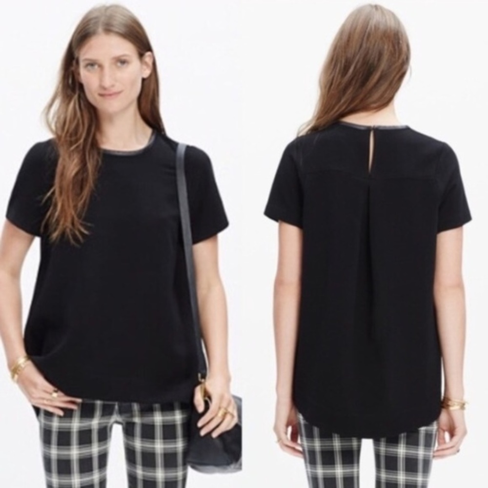 Madewell Leather Trim Tailored Tee